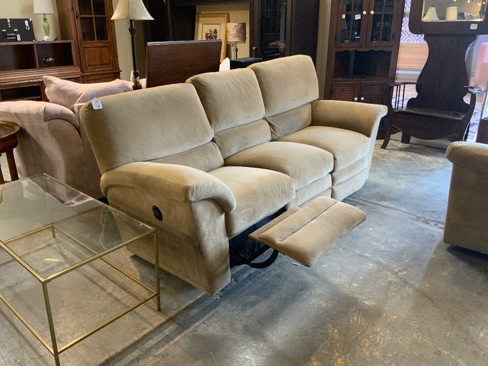 Tan Suede Reclining Sofa|282535