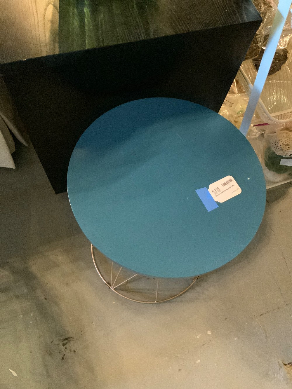 Blue / Gold Round End Table|285395