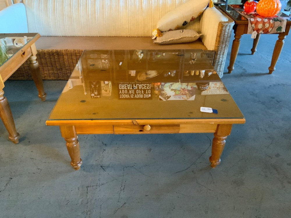 Bassett Coffee Table with Glass Top|286970