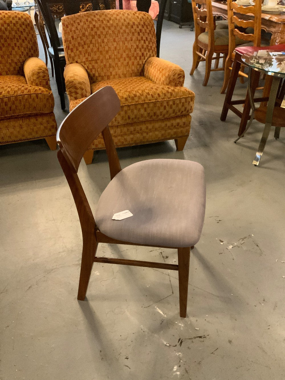 Dark Wood & Grey Seat Dining Chair|287668