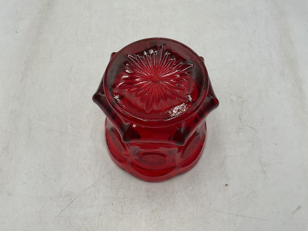 Vtg Fostoria Red Coin Dot Oal Bowl w/Lid|288511