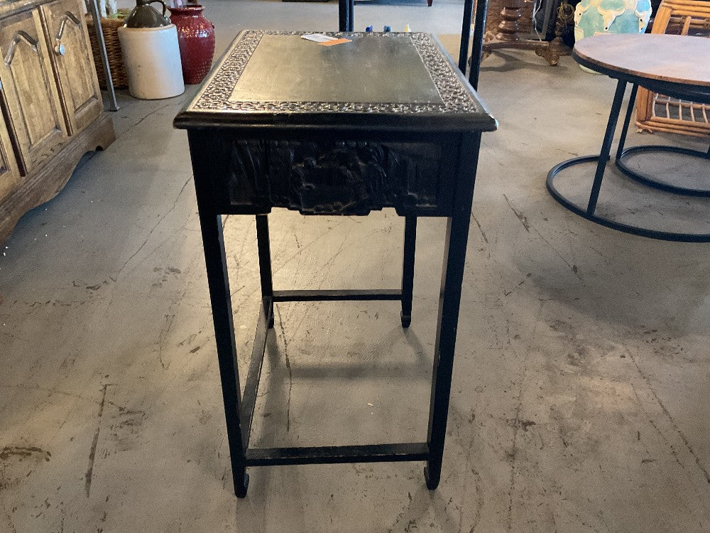 Dark Wood Carved Accent Table|289171