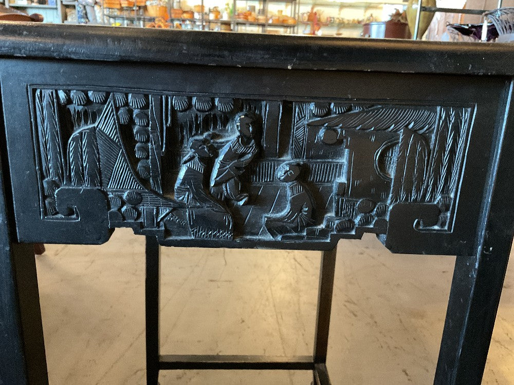 Dark Wood Carved Accent Table|289173