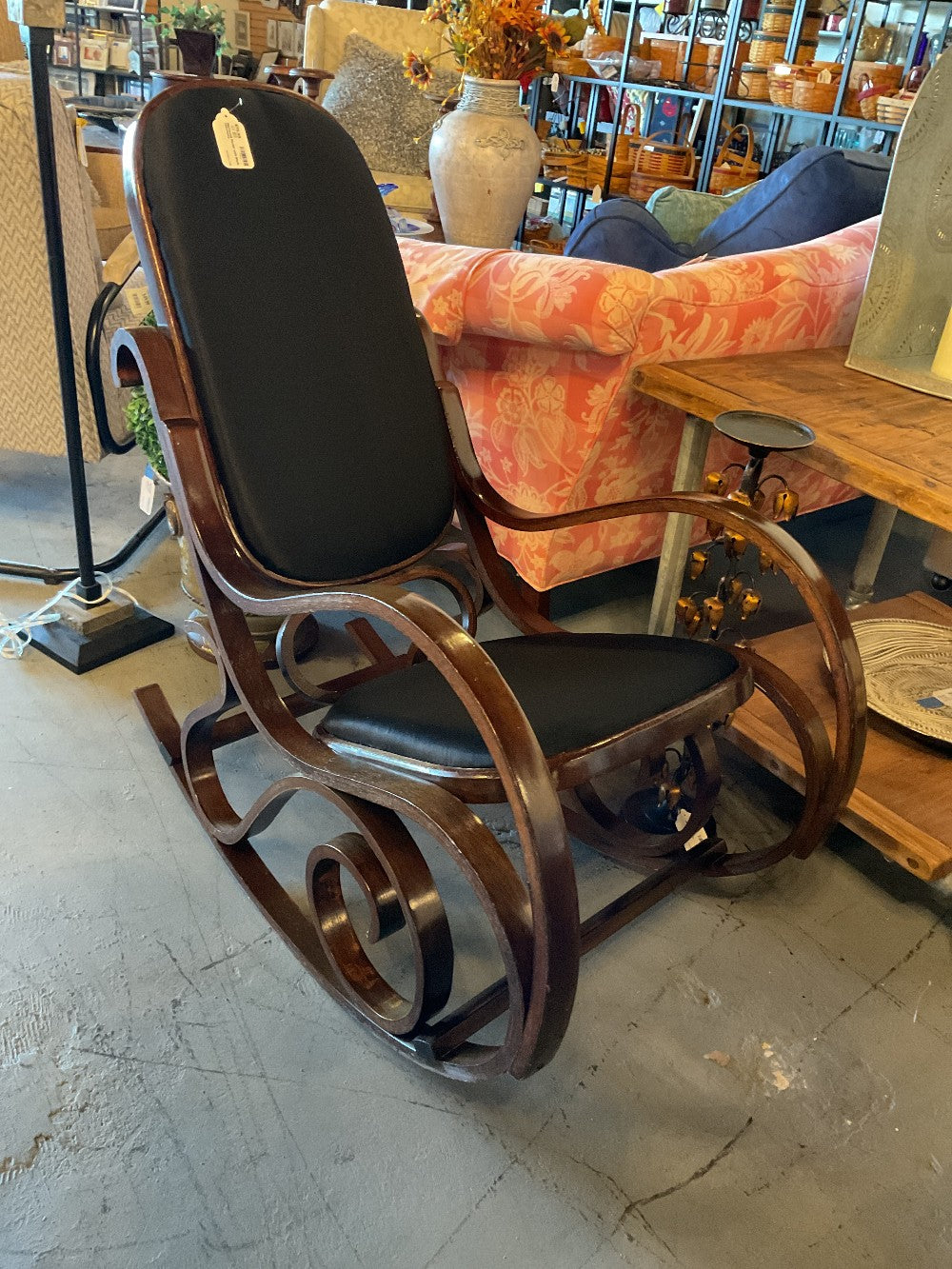 Bentwood Rocker with Black Upholstery|289242