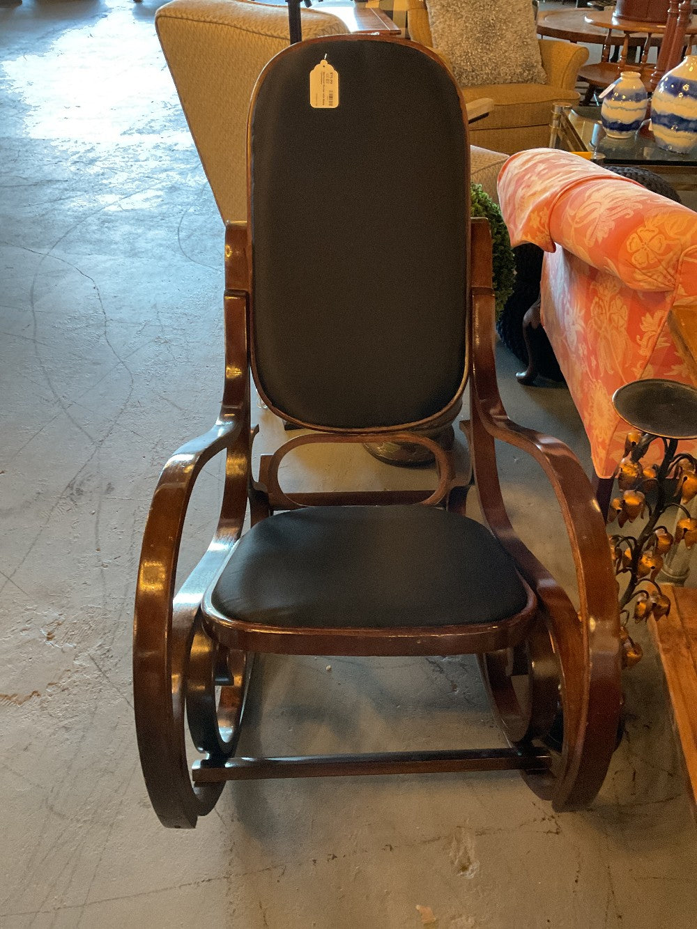 Bentwood Rocker with Black Upholstery|289243