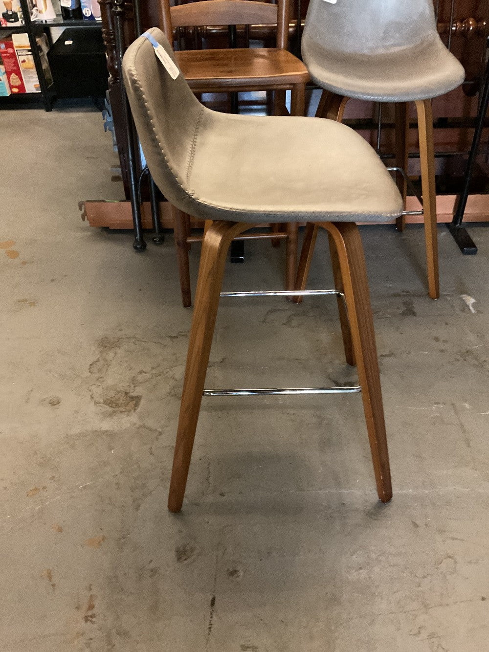 Grey Leather Barstool|289479