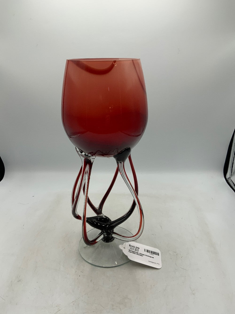 Burgandy Glass Octopus Candle Holder|289845
