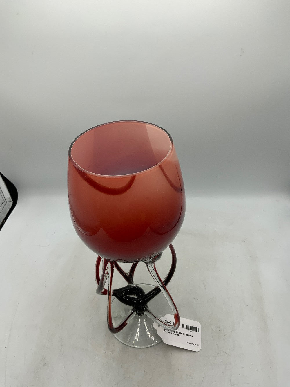 Burgandy Glass Octopus Candle Holder|289846