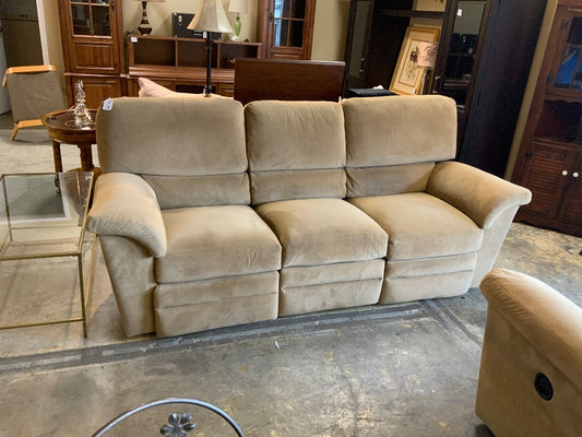 Tan Suede Reclining Sofa|282534