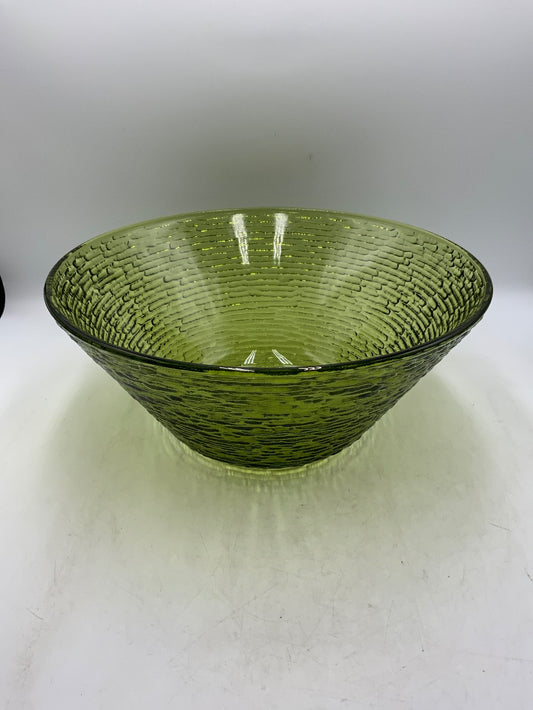 Vtg MCM Anchor Hocking Green Glass Bowl|284446