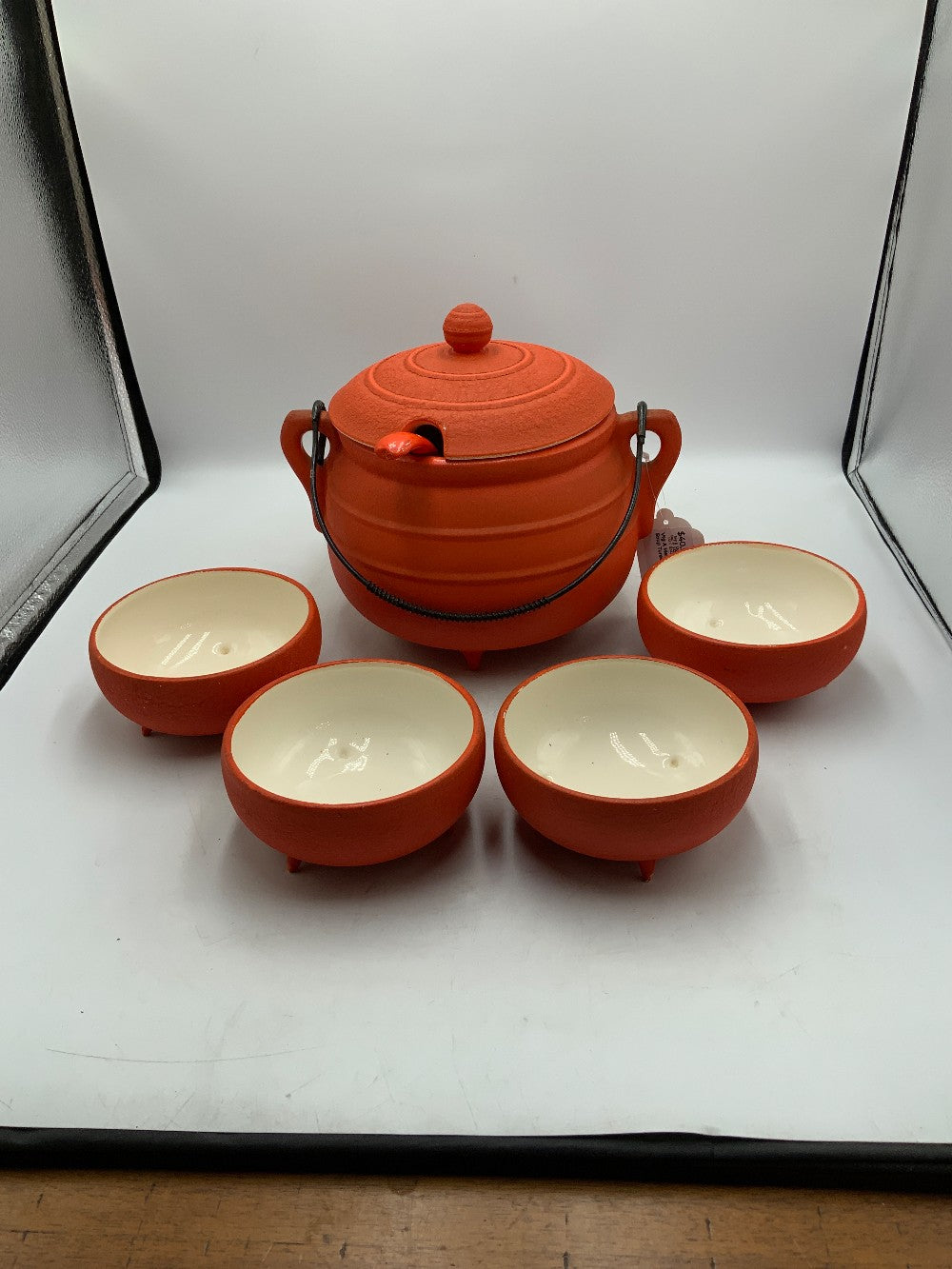 Vtg A Meriann Orange 1960 Soup Tureen with 4 Bowl|284778