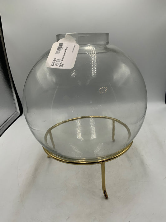 Round Glass Vase W/ Gold Trim|285247