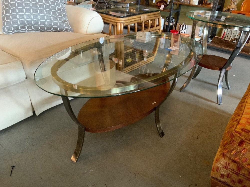 Glass Oval Coffee Table|286023