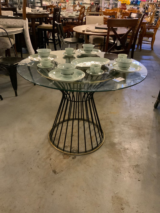 Black Metal Base Glass Top Table|286670