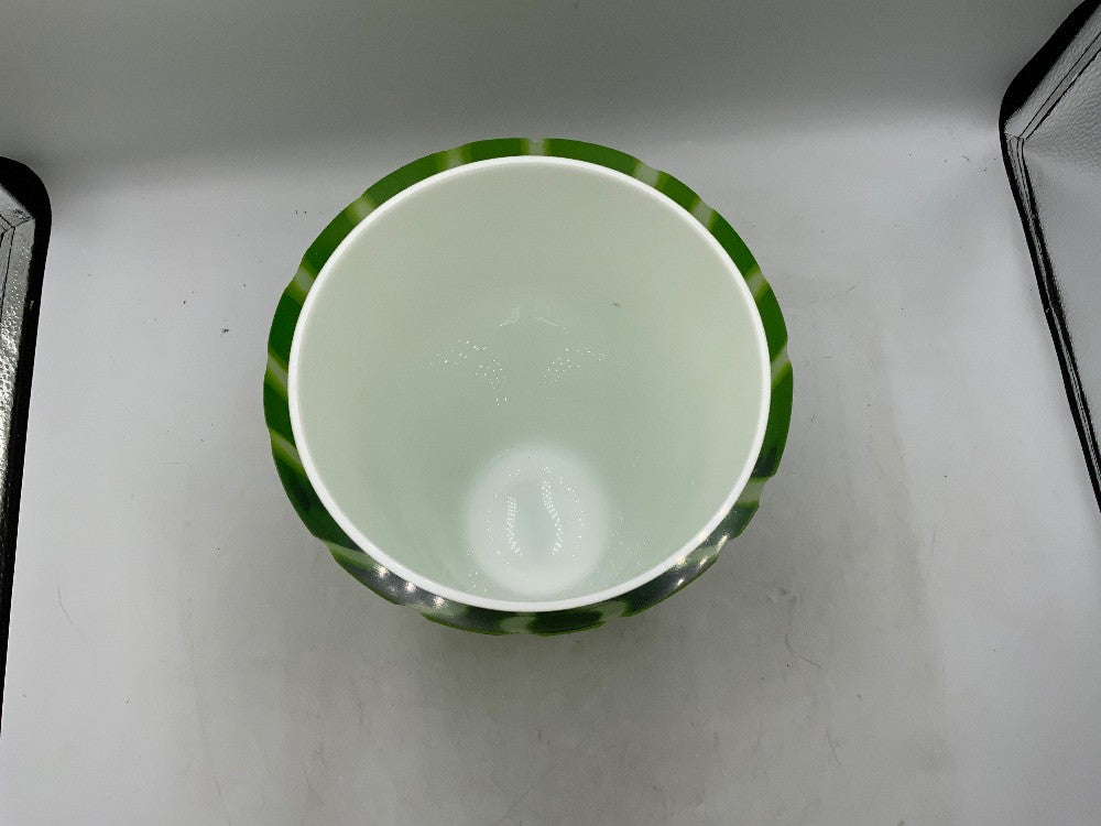 Kosta Boda Green & White Glass Vase|287202