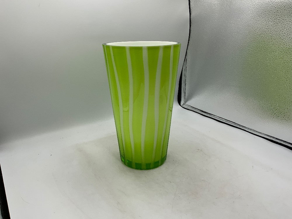 Kosta Boda Green & White Glass Vase|287203