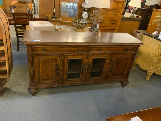 Dark Wood Buffet with Glass Doors|287677