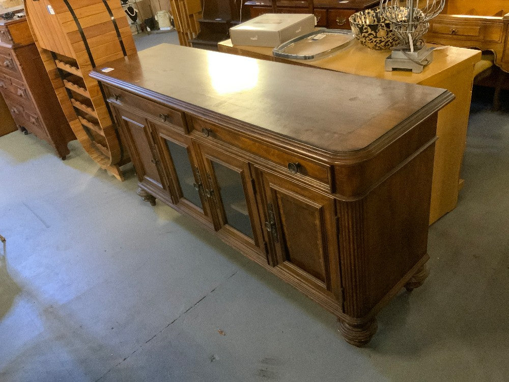 Dark Wood Buffet with Glass Doors|287678