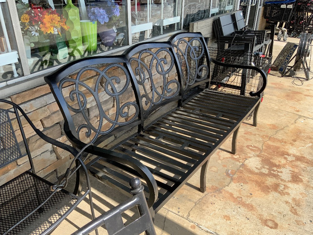 Outdoor 3 Black Section Love Seat w/ Arched Back|287718