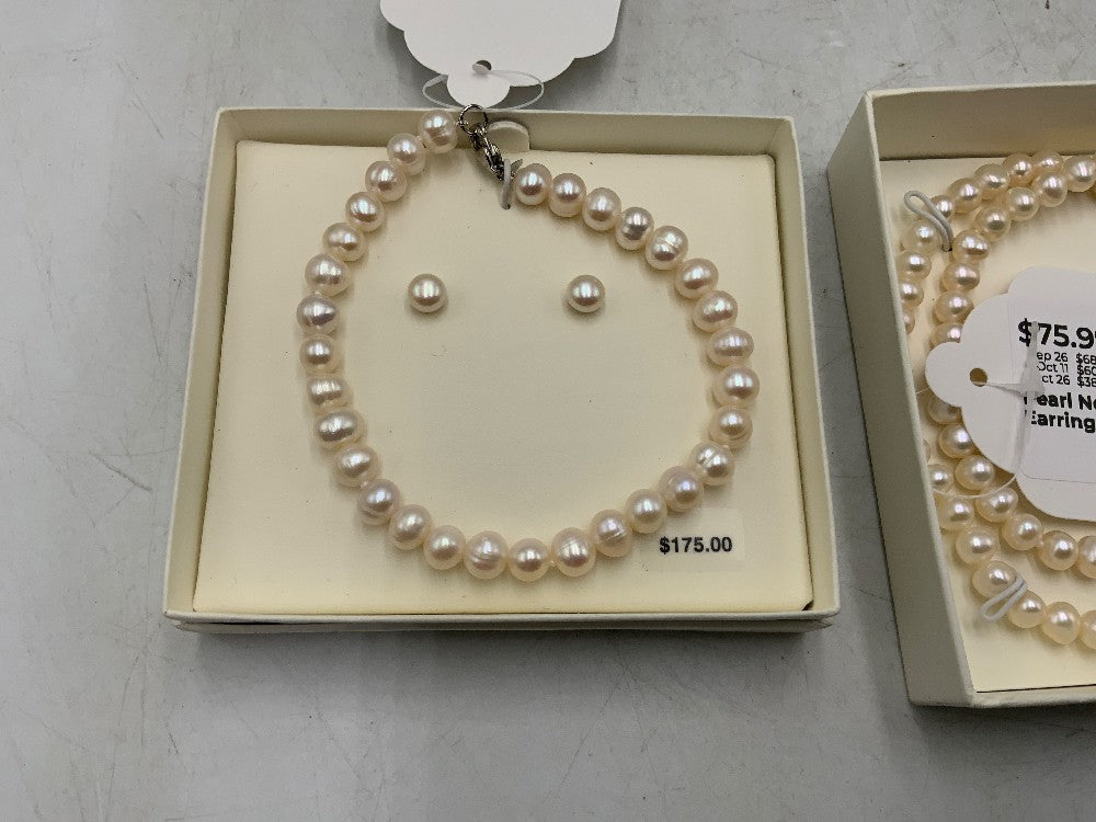 Pearl Necklace, Bracelet & Earring Set|288006