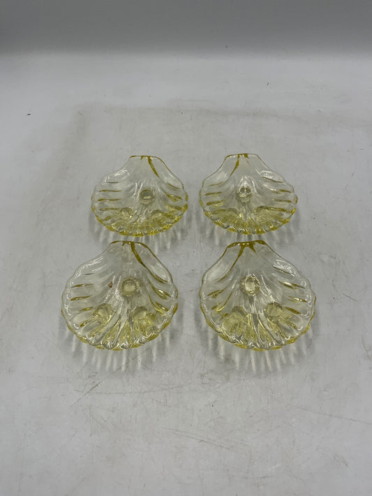 Cambridge Caprice Yellow Uranium Vaseline Glass Shell SET of 4|288928