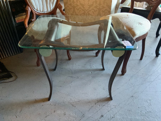 Square Glass Top Table End Table W/Gold and Black Base|289123