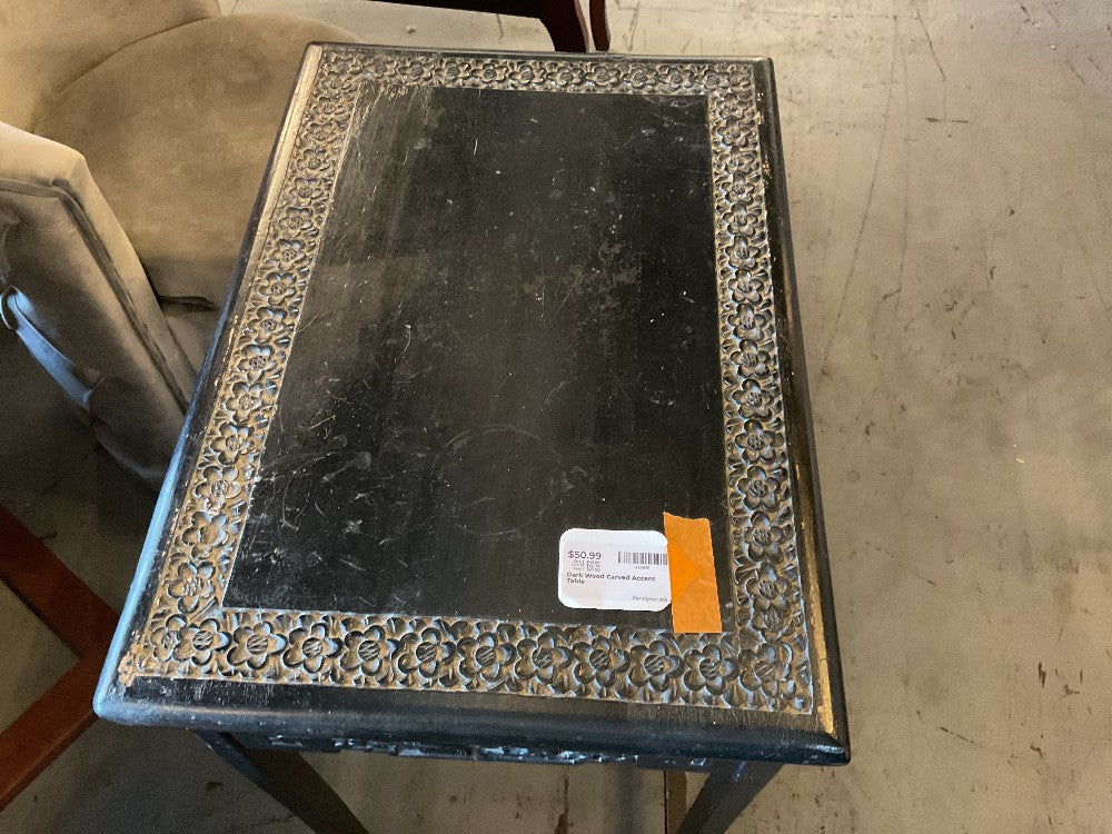 Dark Wood Carved Accent Table|289176