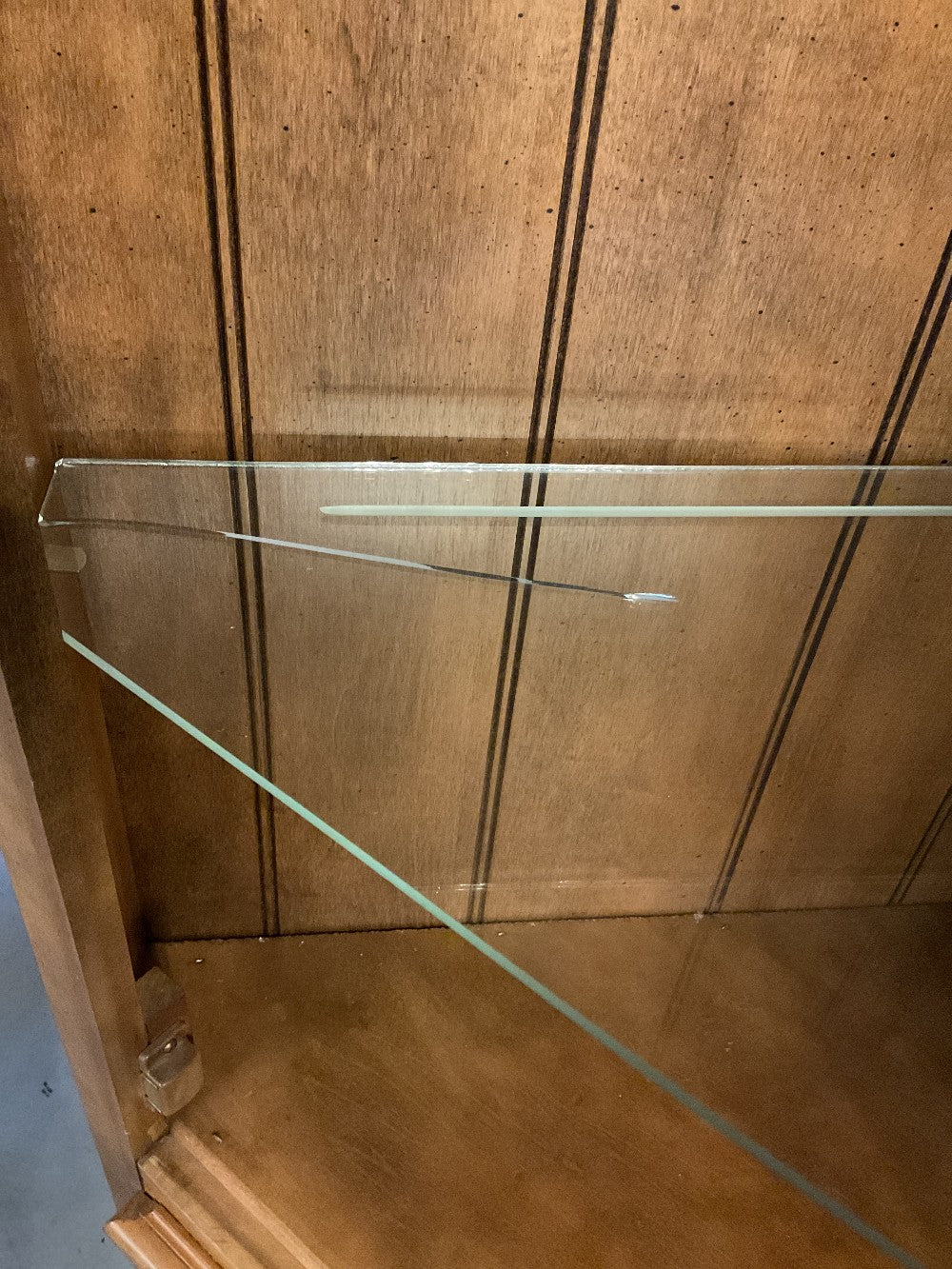 Maple Wood Corner Cabinet with Glass Shelves|289228