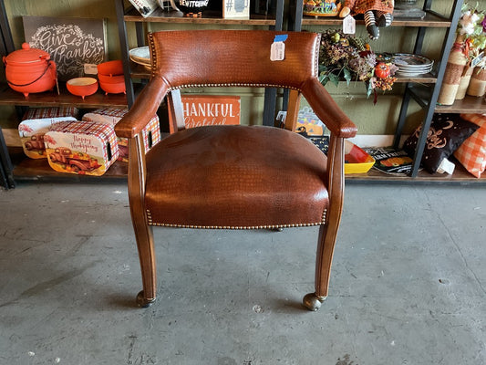 Leather & Nailhead Accent Office Chair|289255