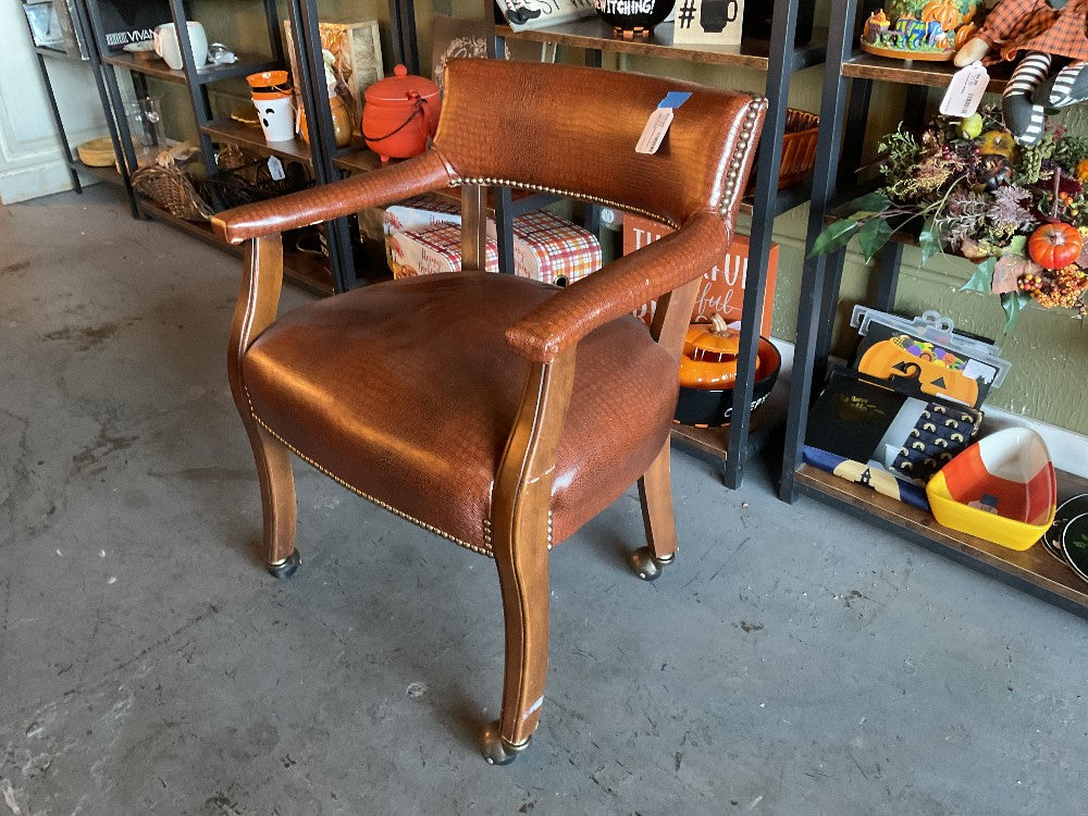 Leather & Nailhead Accent Office Chair|289256