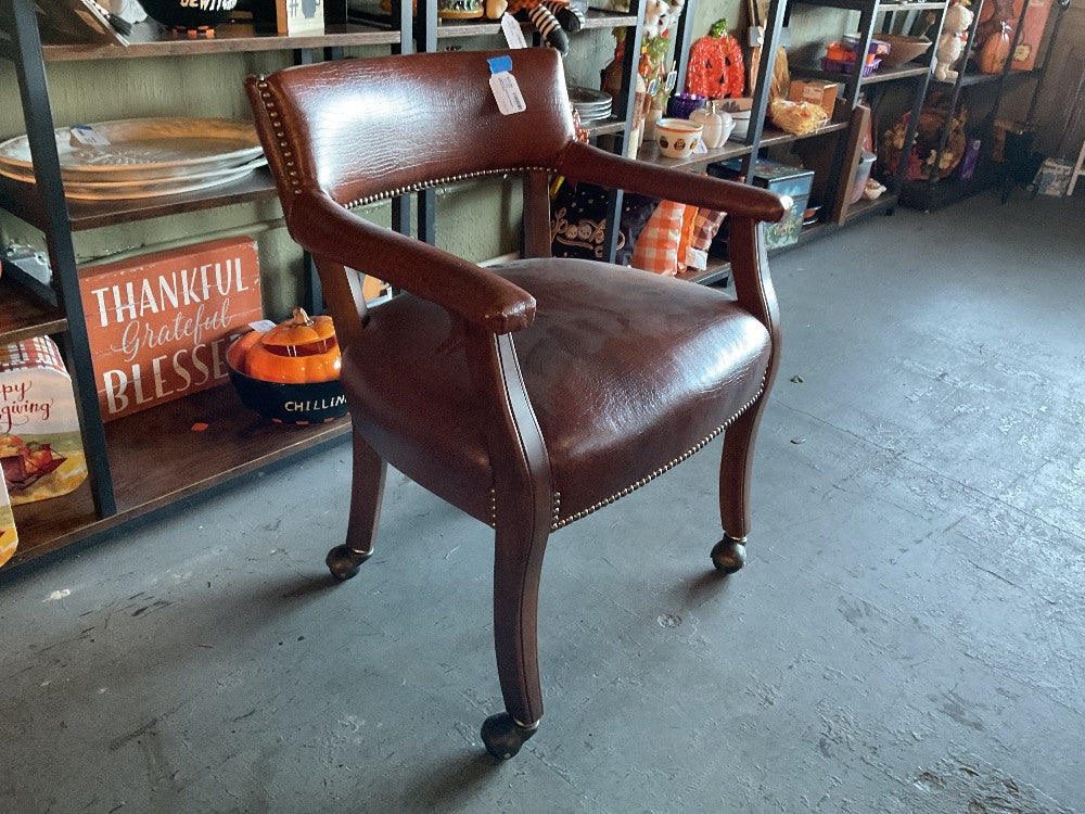 Leather & Nailhead Accent Office Chair|289257