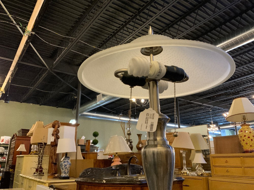 Lamp - Double Bulb - Silver Base / Glass Shade|289455