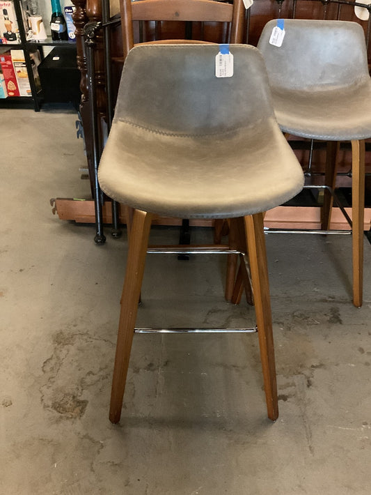 Grey Leather Barstool|289477