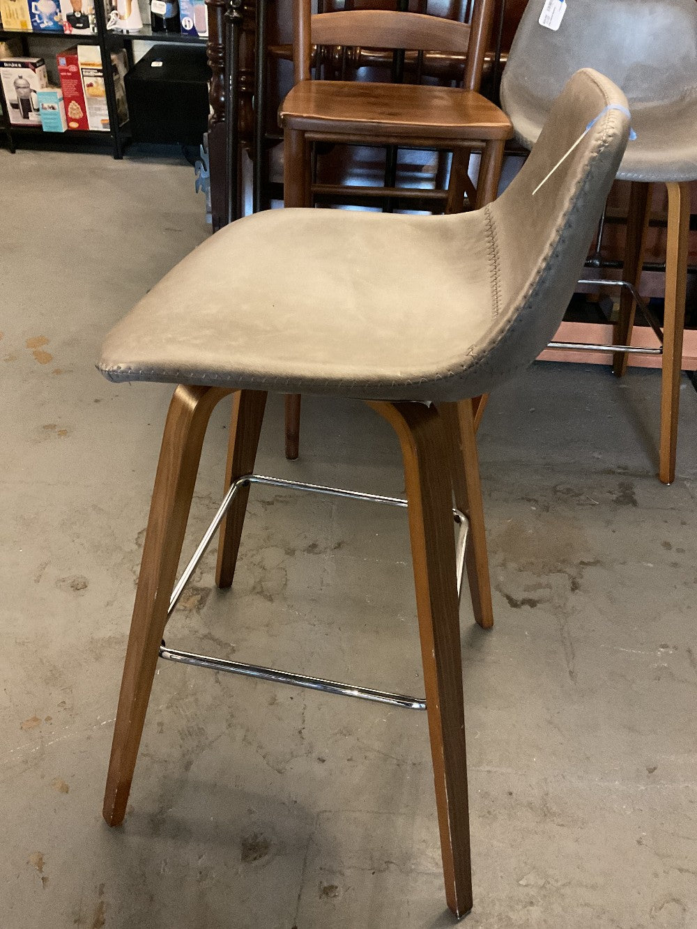 Grey Leather Barstool|289481