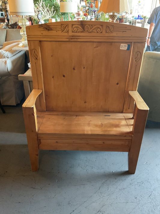 Wood Carved Bench with Storage|289494