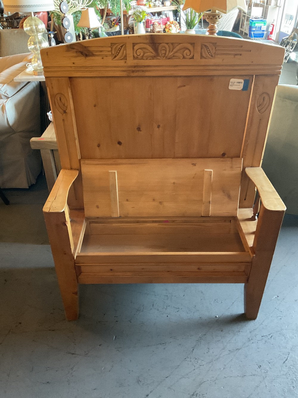 Wood Carved Bench with Storage|289497