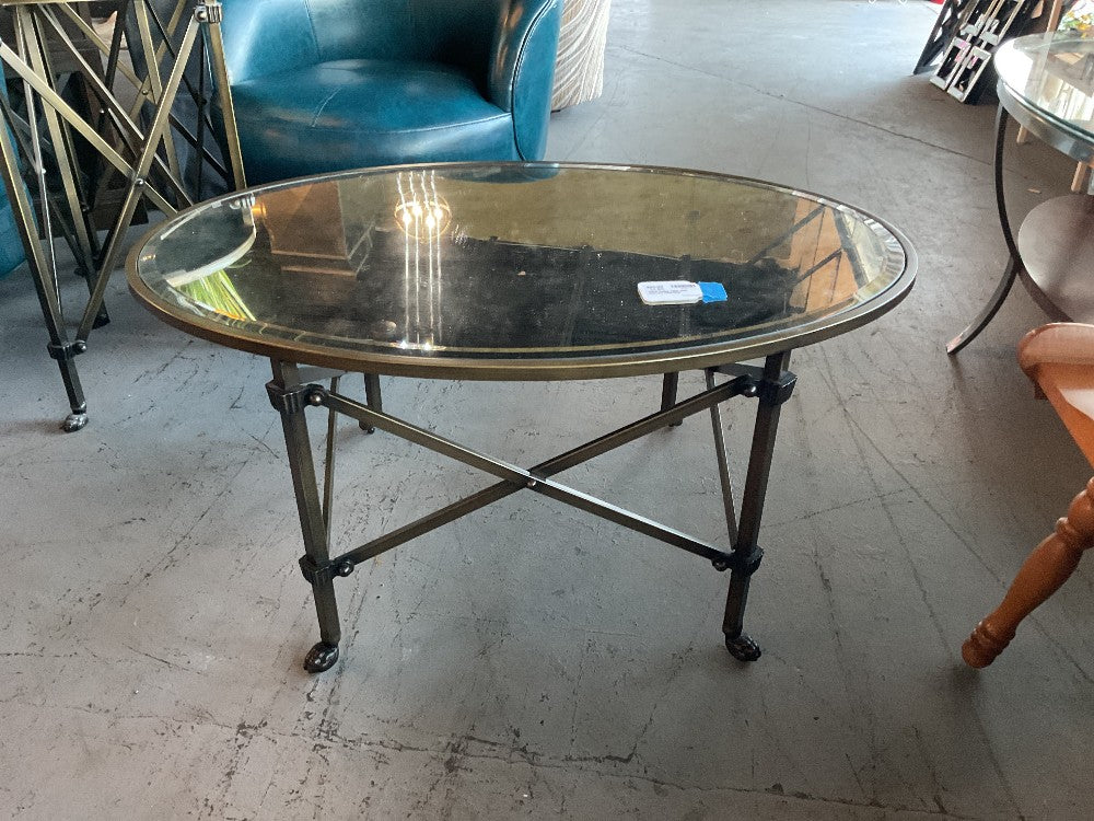 Metal Coffee Table with Mercury Glass Inlay|289518