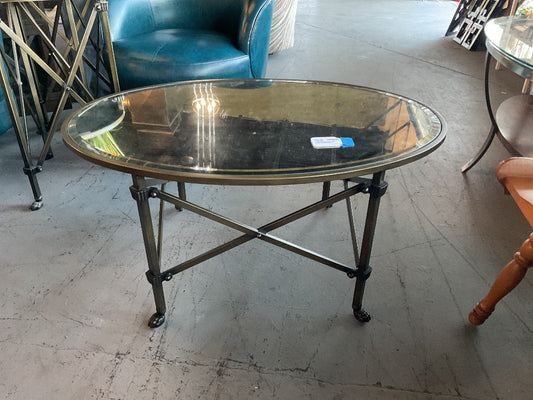 Metal Coffee Table with Mercury Glass Inlay|289518