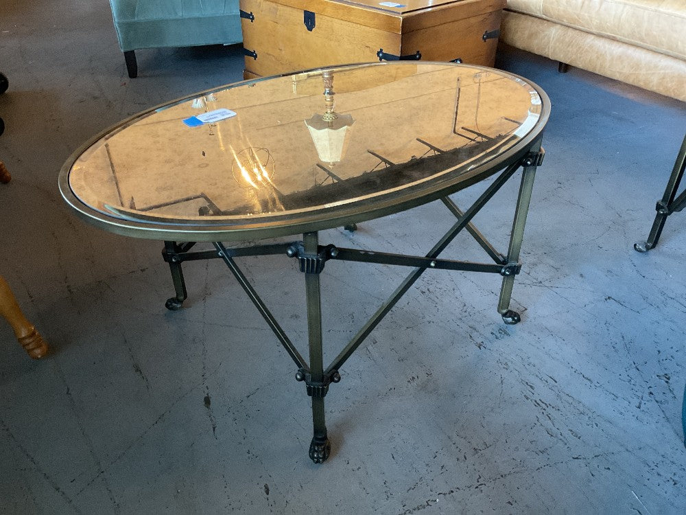 Metal Coffee Table with Mercury Glass Inlay|289520