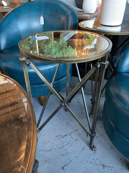 Metal End Table with Mercury Glass Inlay|289522