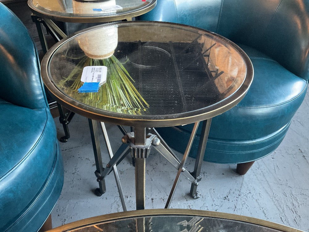 Metal End Table with Mercury Glass Inlay|289523