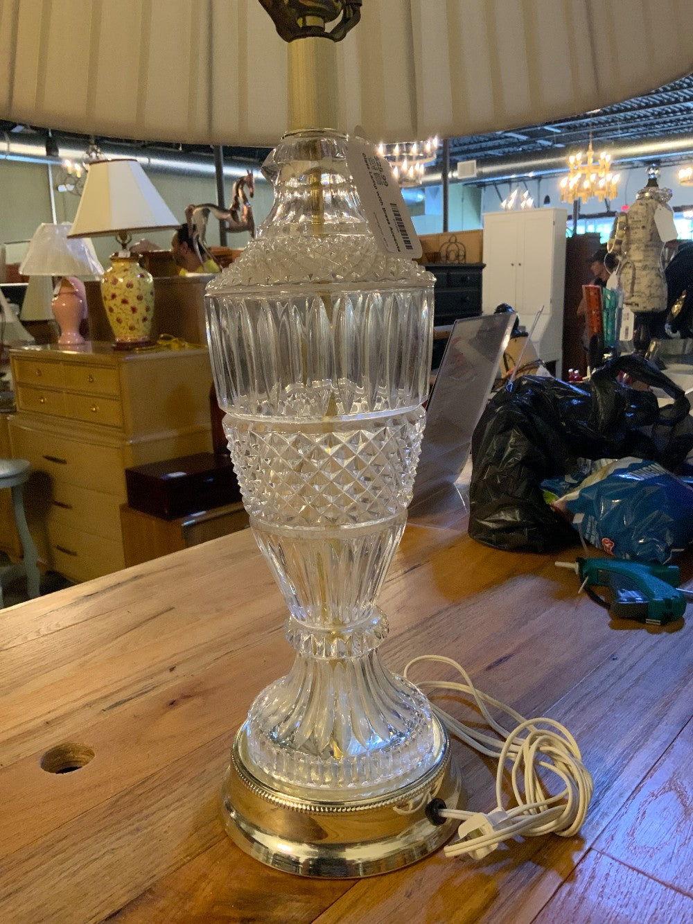 Glass Lamp with Brass Accents|289680